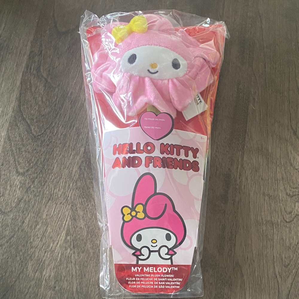 Sanrio My Melody Pink Plush Flower Headband with Yellow Bow